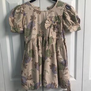Vintage J. Manes Fabric Handmade Girls Floral Cream Dress